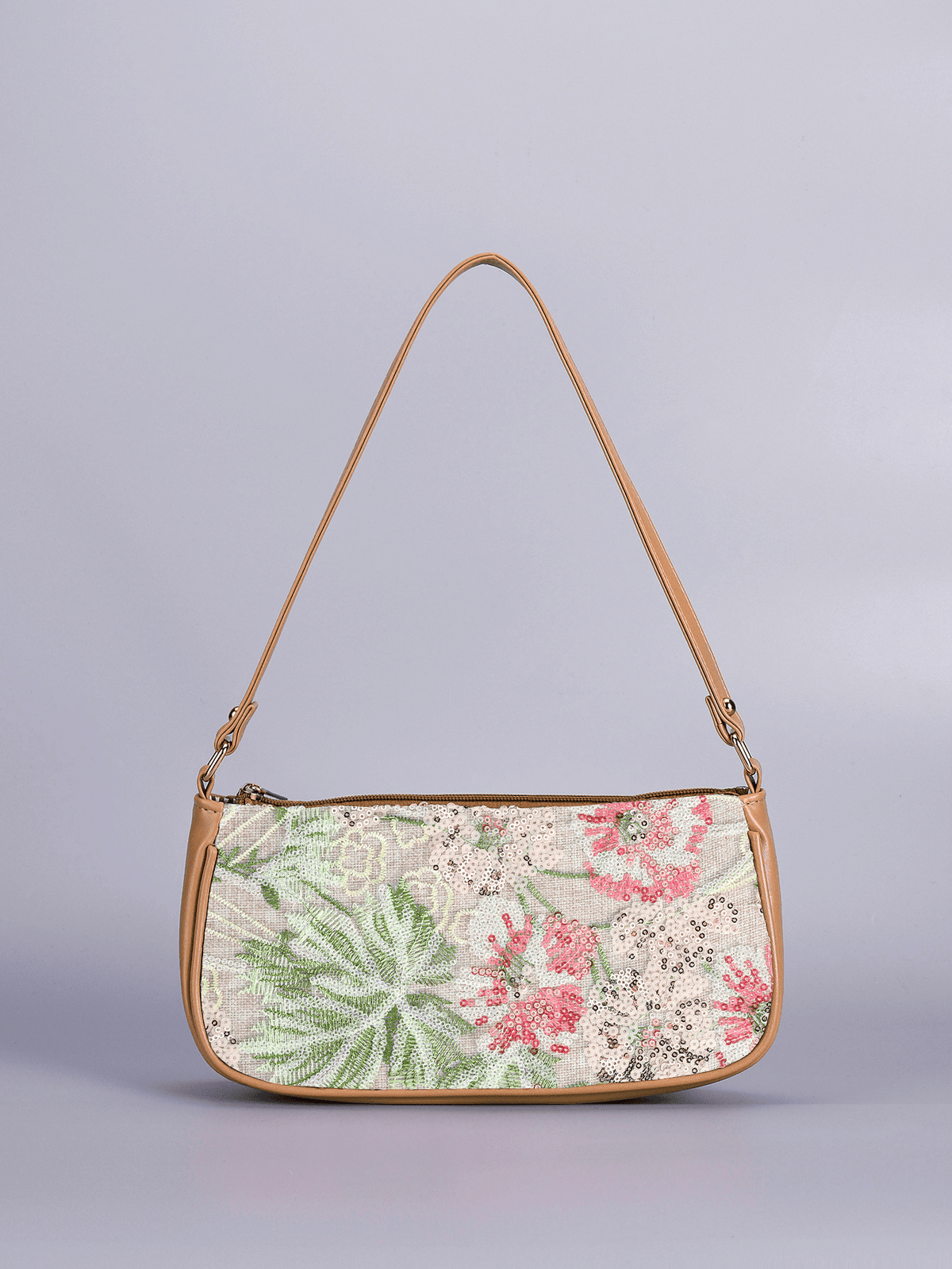 Marina Floral Embroidered Sequin Shoulder Bag with Zip – view 2