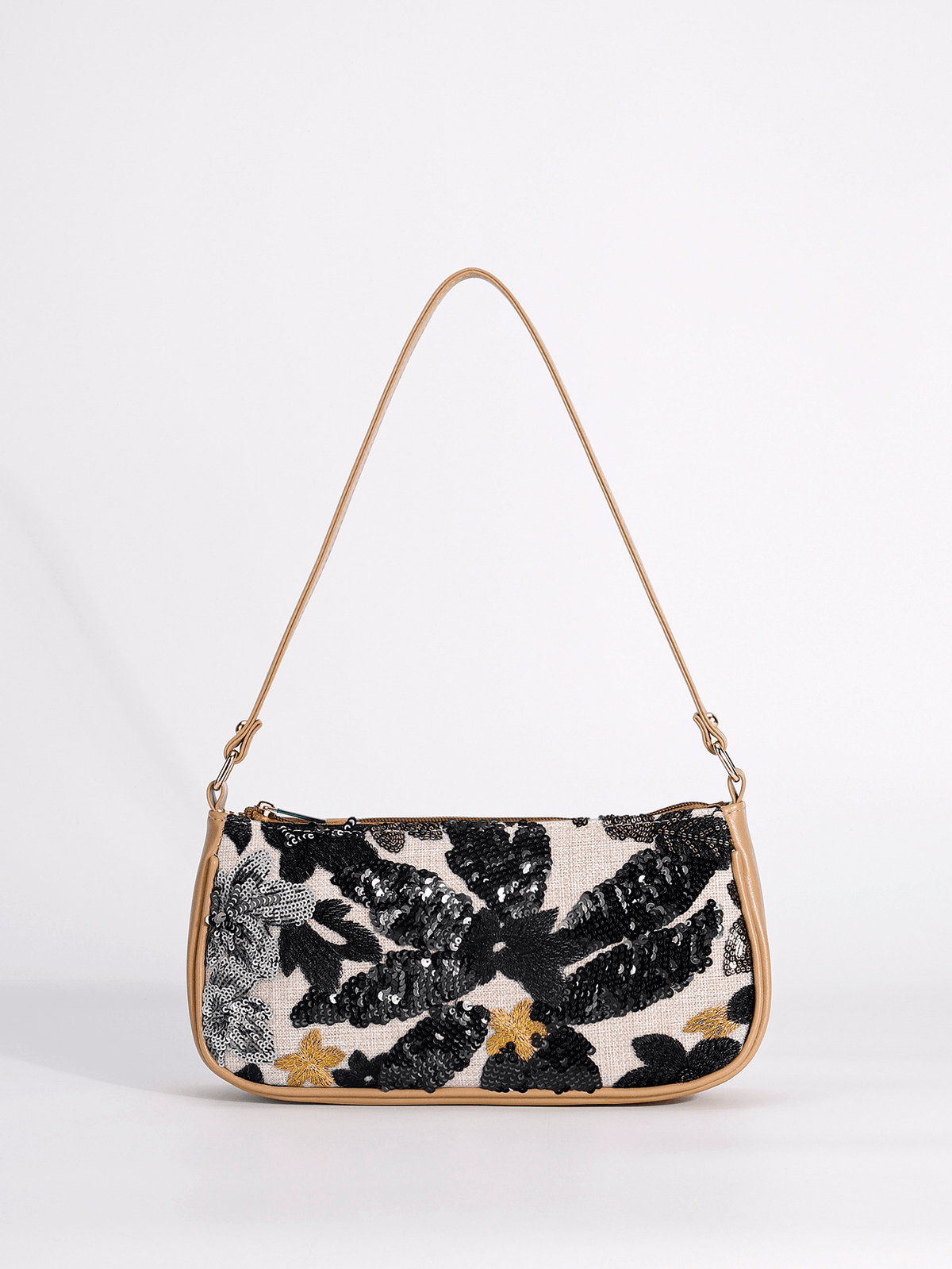 Marina Floral Embroidered Sequin Shoulder Bag with Zip – view 4