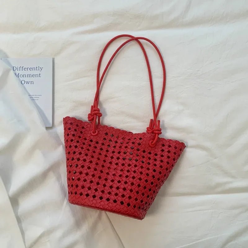 Matilde Hand-Woven Vegan Leather Bucket Bag with Inner Zip Pocket – view 8