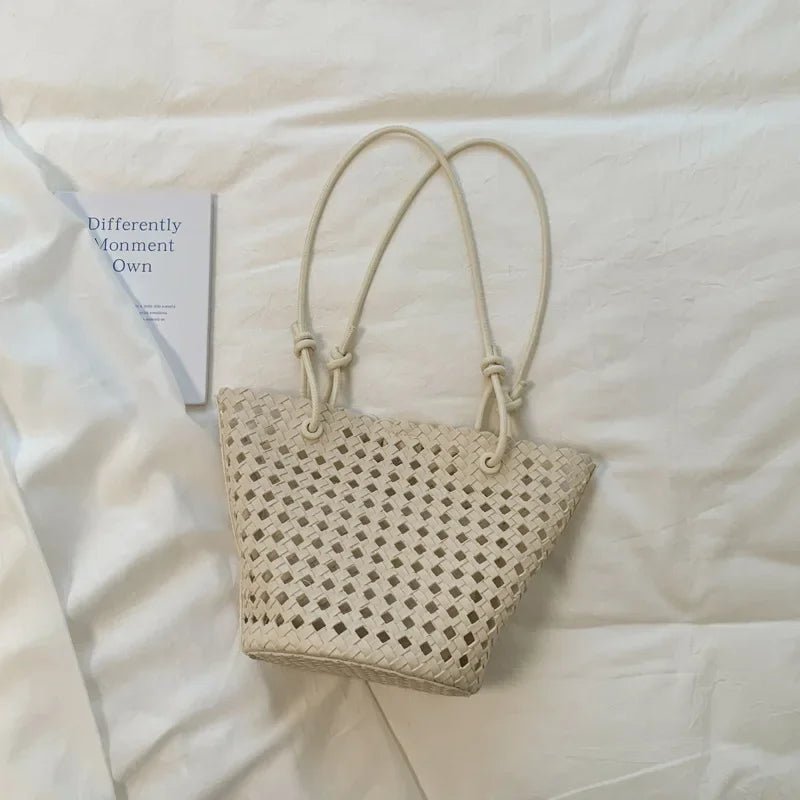 Matilde Hand-Woven Vegan Leather Bucket Bag with Inner Zip Pocket – view 6