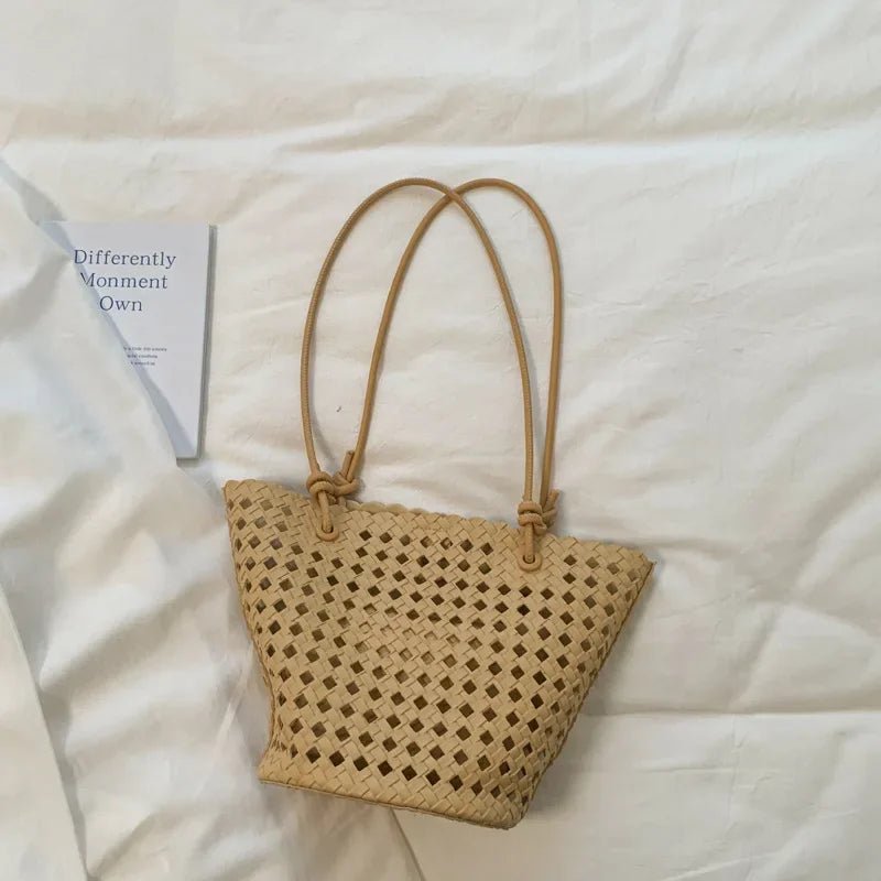 Matilde Hand-Woven Vegan Leather Bucket Bag with Inner Zip Pocket – view 2