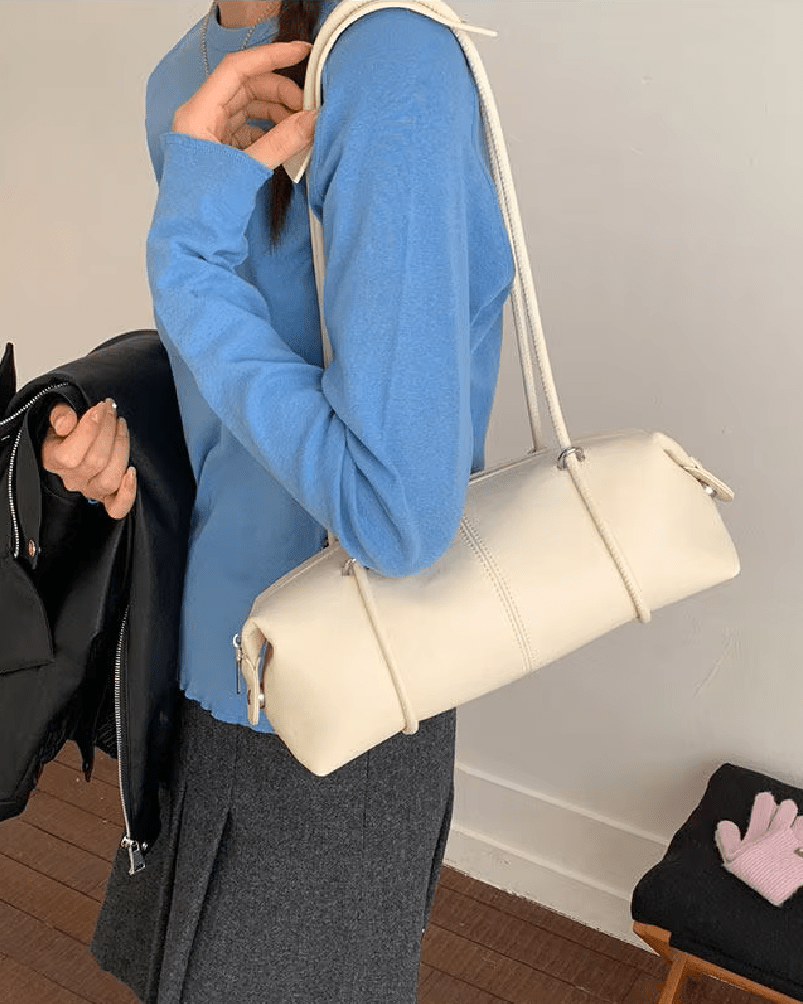 Mila Boston Pillow Vegan Leather Shoulder Bag with Top Zip – view 12