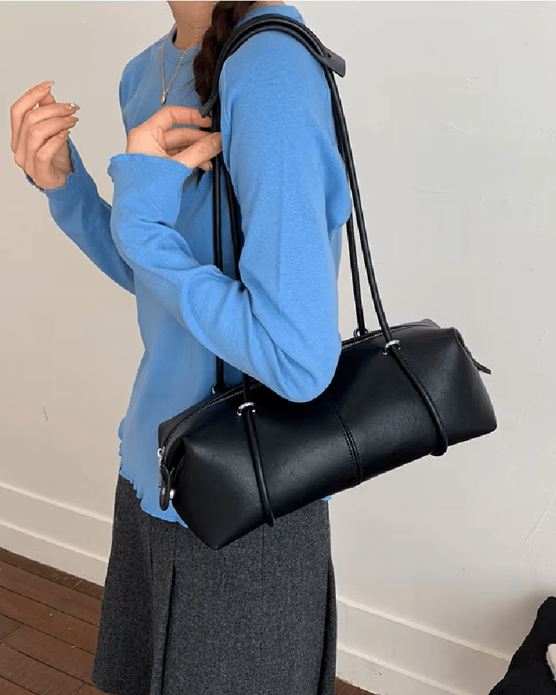 Mila Boston Pillow Vegan Leather Shoulder Bag with Top Zip – view 13