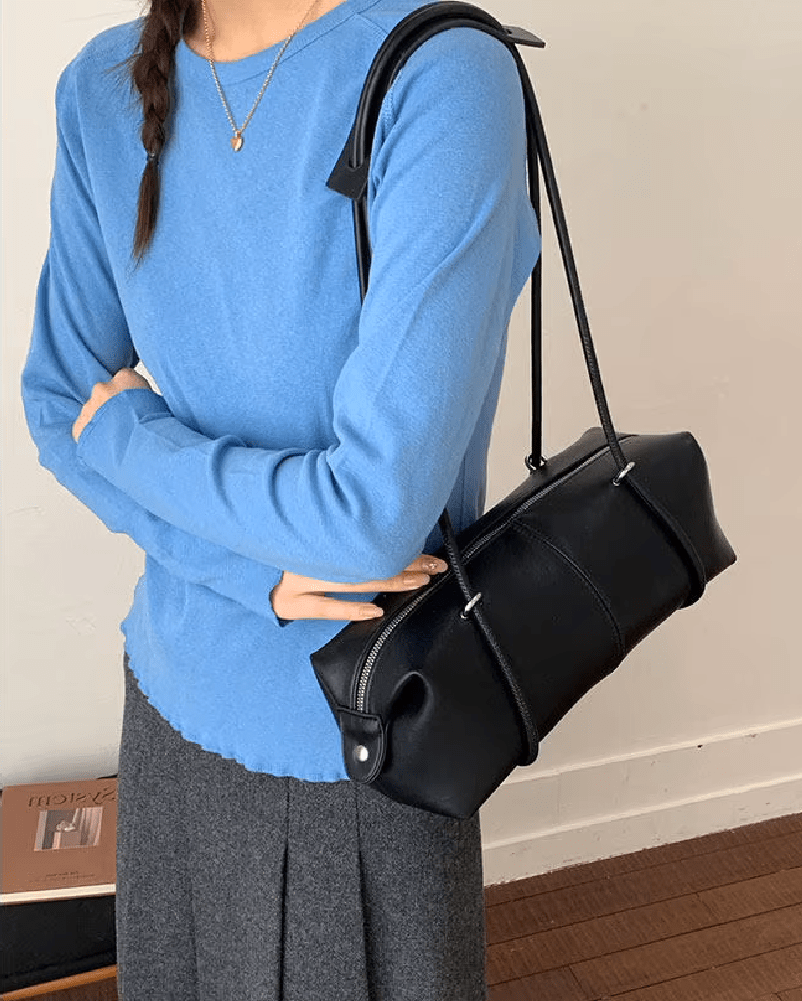 Mila Boston Pillow Vegan Leather Shoulder Bag with Top Zip – view 14