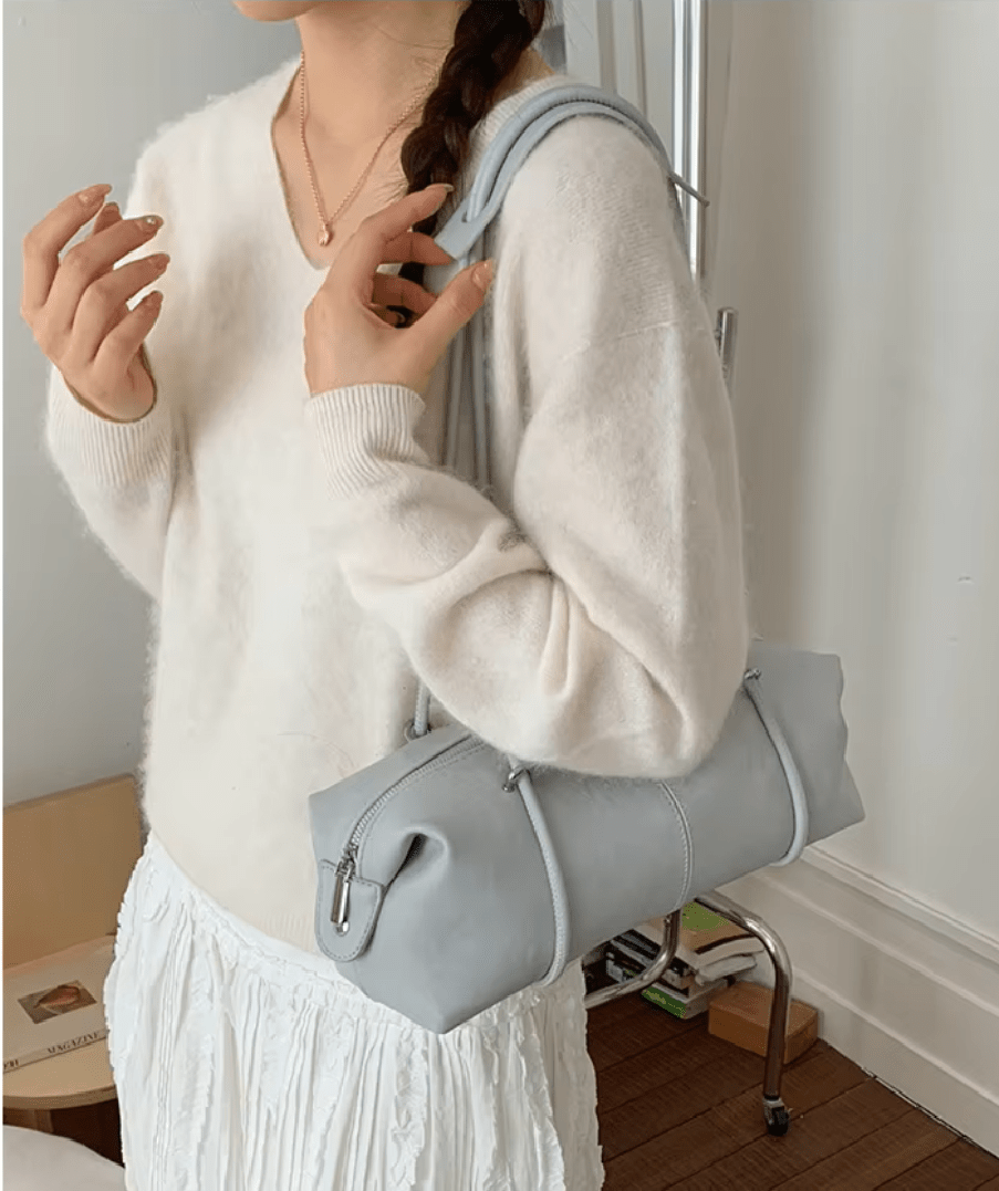Mila Boston Pillow Vegan Leather Shoulder Bag with Top Zip – view 15
