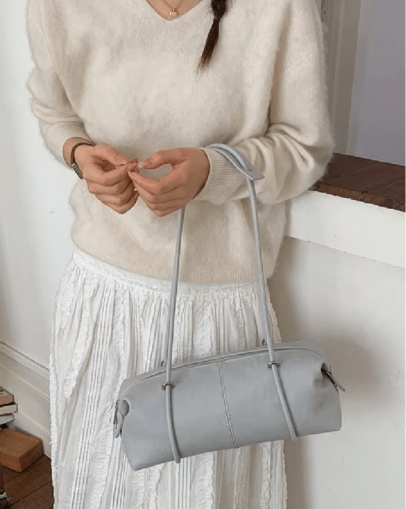 Mila Boston Pillow Vegan Leather Shoulder Bag with Top Zip – view 16