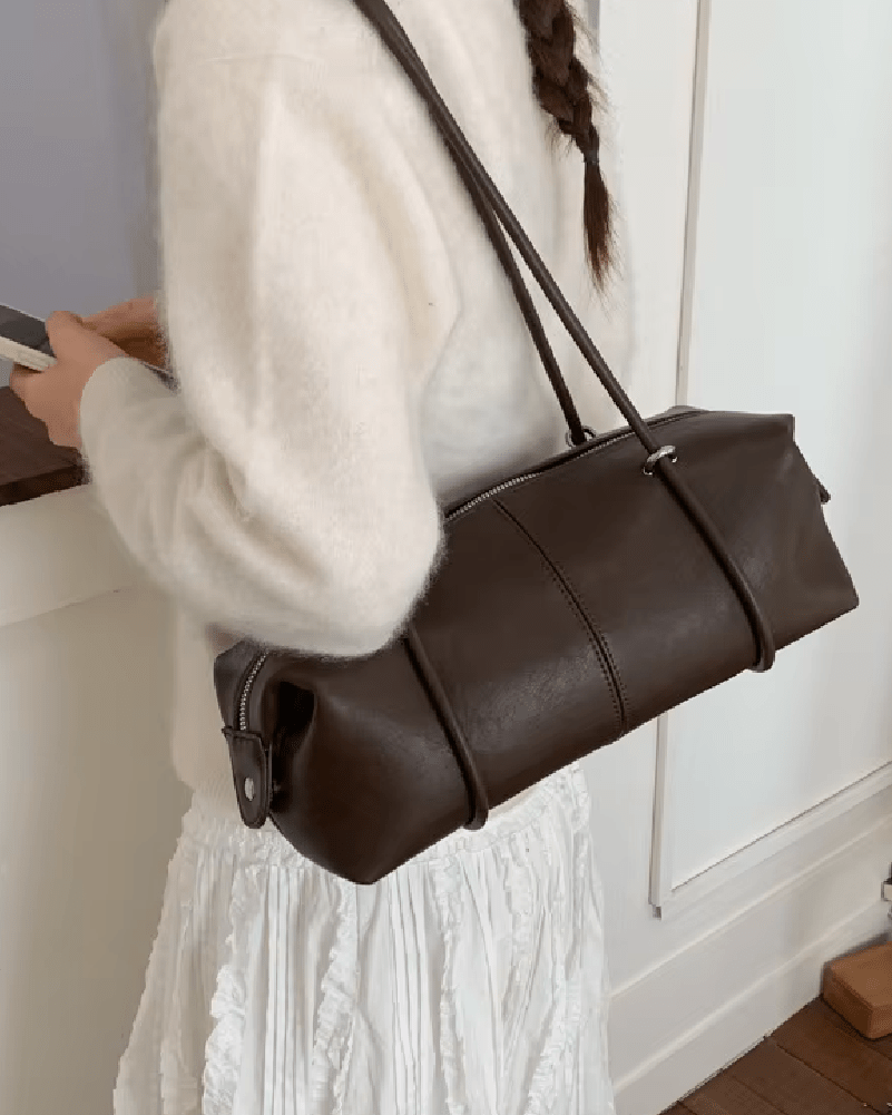 Mila Boston Pillow Vegan Leather Shoulder Bag with Top Zip – view 8