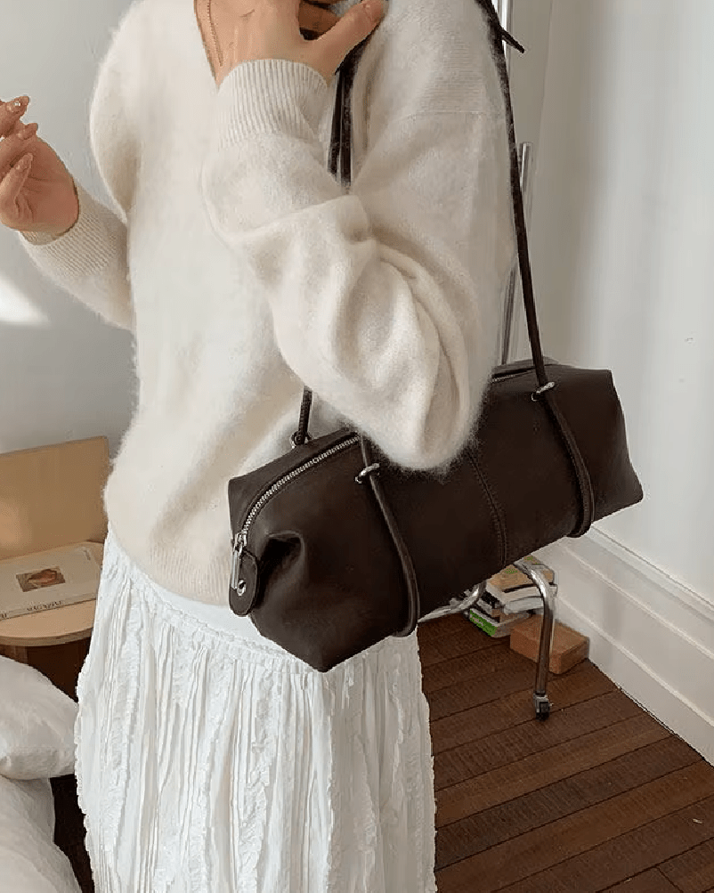 Mila Boston Pillow Vegan Leather Shoulder Bag with Top Zip – view 9