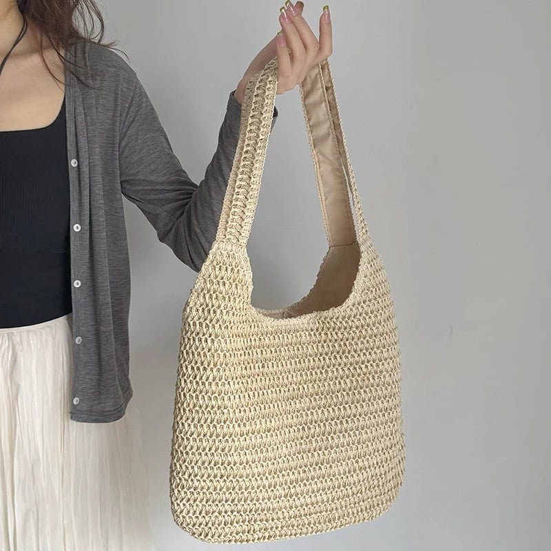 Miranda Handwoven Rattan Straw Shoulder Tote Bag – view 5