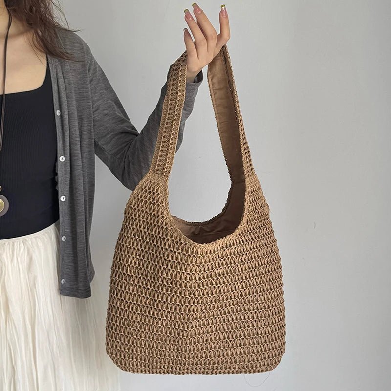 Miranda Handwoven Rattan Straw Shoulder Tote Bag – view 3