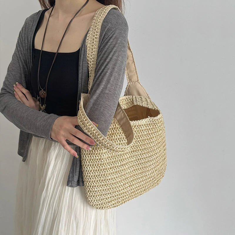 Miranda Handwoven Rattan Straw Shoulder Tote Bag – view 4
