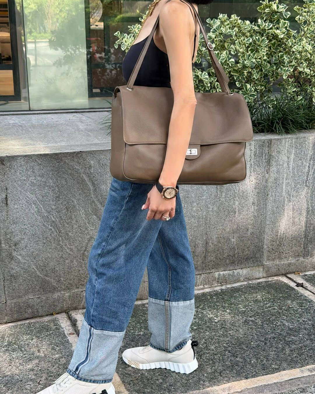 Miriam Structured Vegan Leather Crossbody Satchel with Flap Pocket – view 11