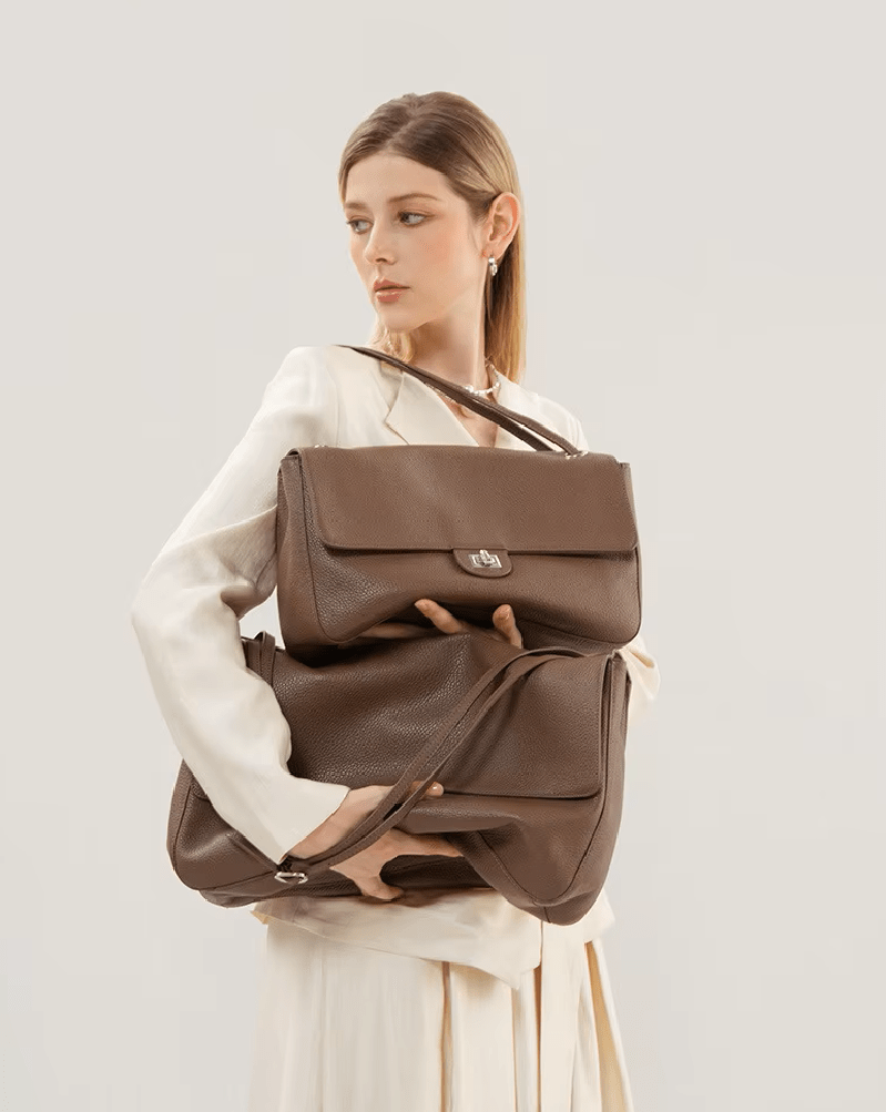 Miriam Structured Vegan Leather Crossbody Satchel with Flap Pocket