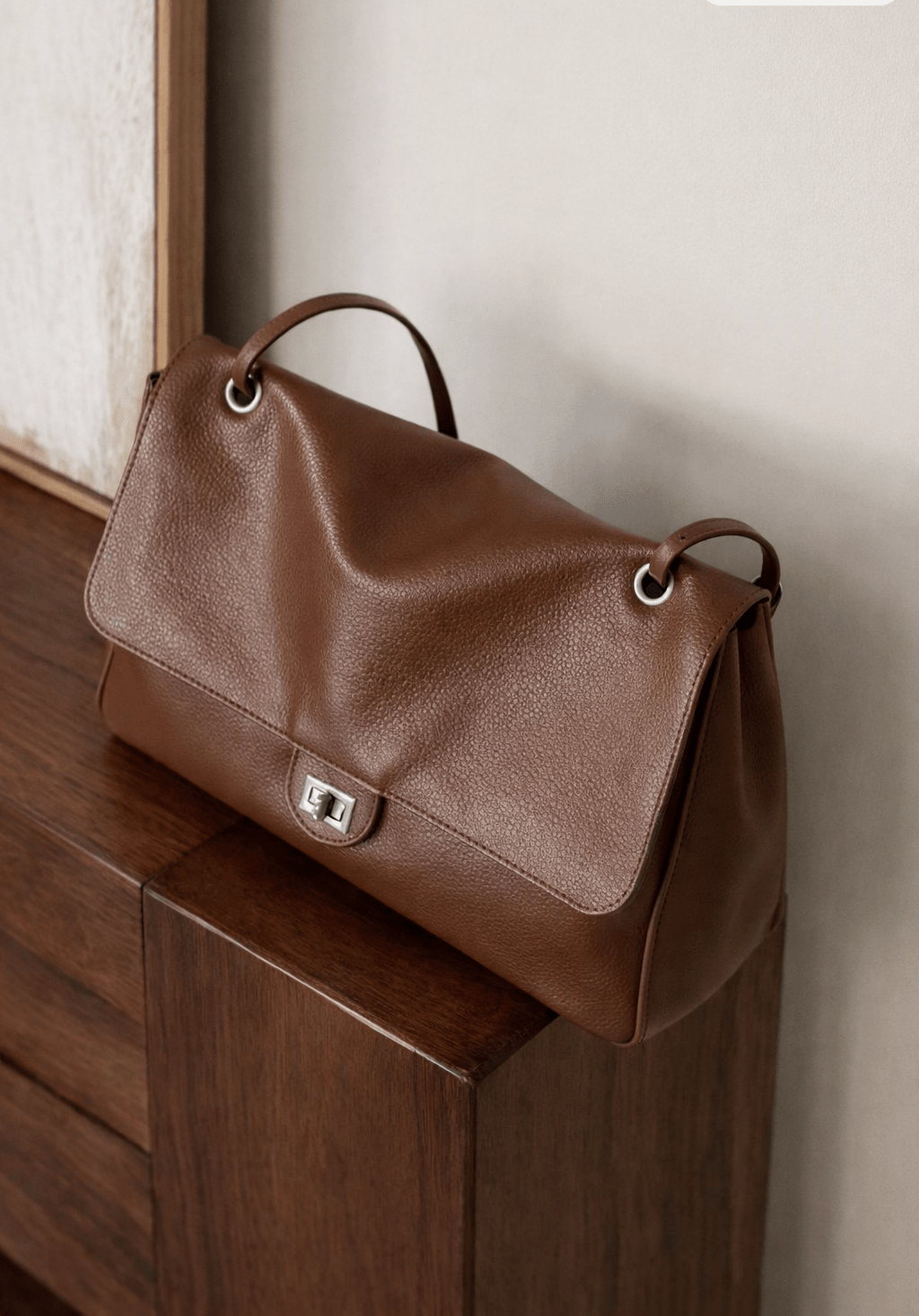 Miriam Structured Vegan Leather Crossbody Satchel with Flap Pocket