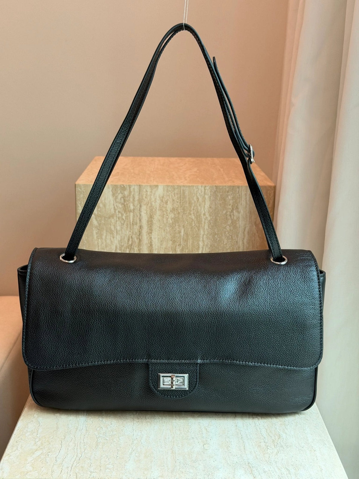 Miriam Structured Vegan Leather Crossbody Satchel with Flap Pocket
