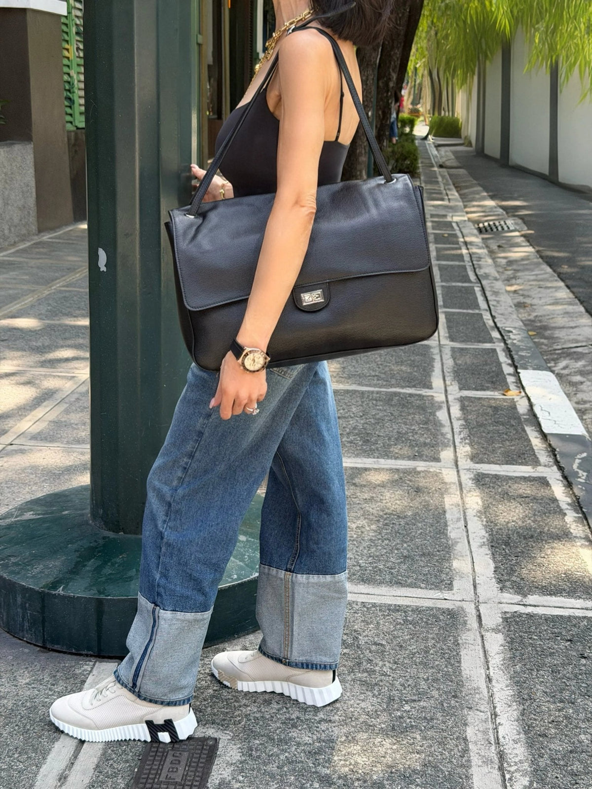 Miriam Structured Vegan Leather Crossbody Satchel with Flap Pocket – view 5
