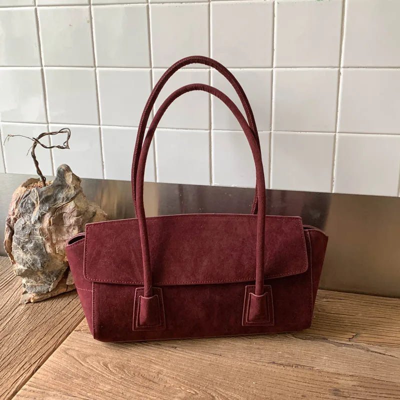 Nicole Vintage-Inspired Faux Suede Underarm Shoulder Bag with Flap – view 10