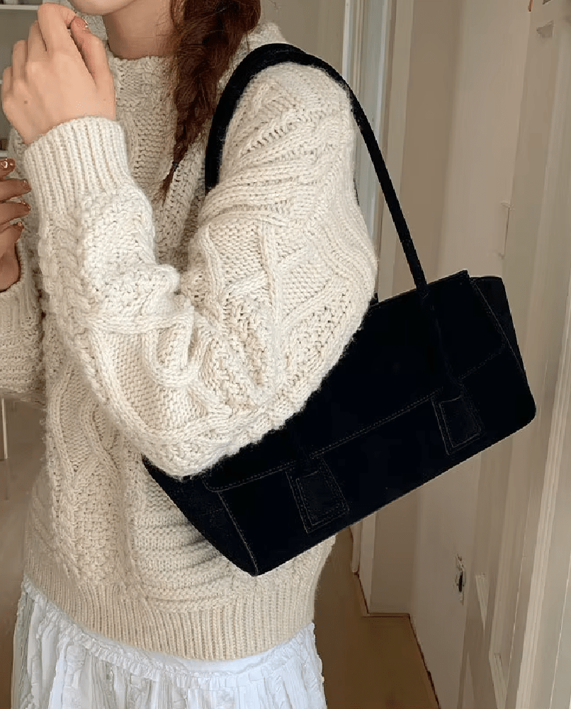 Nicole Vintage-Inspired Faux Suede Underarm Shoulder Bag with Flap – view 7