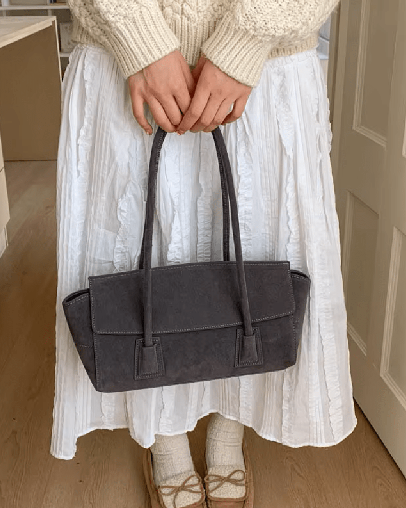 Nicole Vintage-Inspired Faux Suede Underarm Shoulder Bag with Flap – view 8