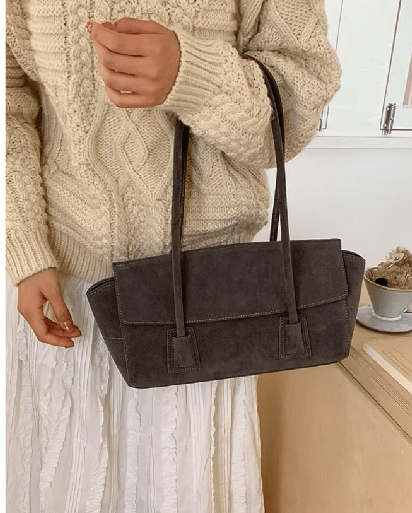 Nicole Vintage-Inspired Faux Suede Underarm Shoulder Bag with Flap – view 6