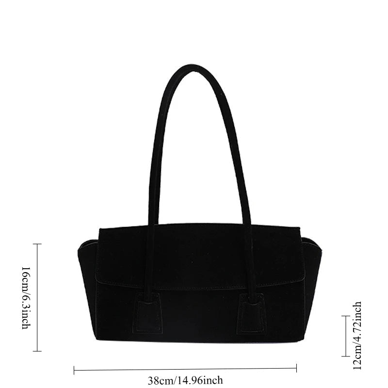 Nicole Vintage-Inspired Faux Suede Underarm Shoulder Bag with Flap – view 14