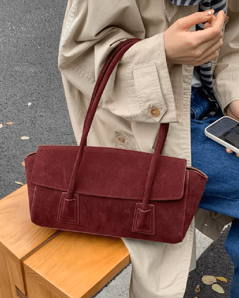 Nicole Vintage-Inspired Faux Suede Underarm Shoulder Bag with Flap – view 4