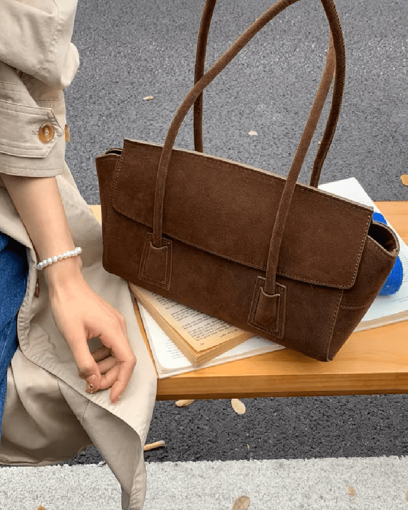 Nicole Vintage-Inspired Faux Suede Underarm Shoulder Bag with Flap – view 3