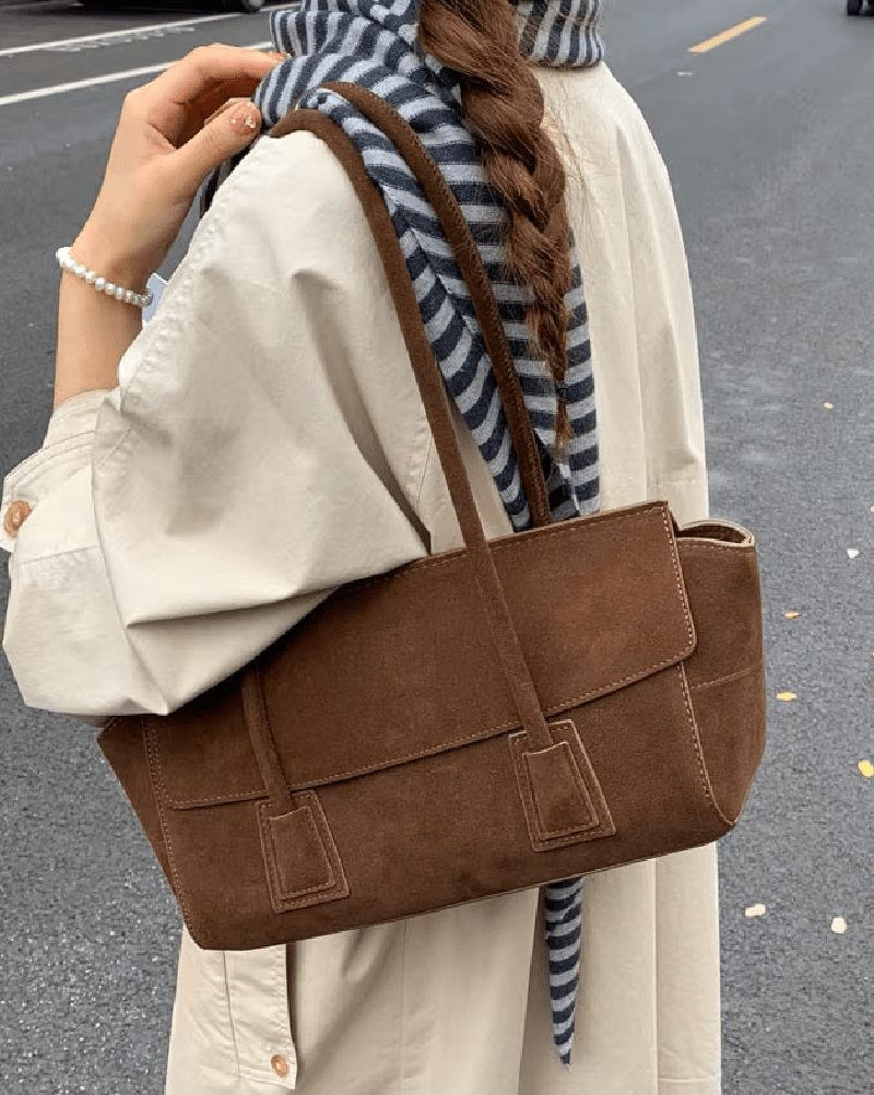 Nicole Vintage-Inspired Faux Suede Underarm Shoulder Bag with Flap – view 2