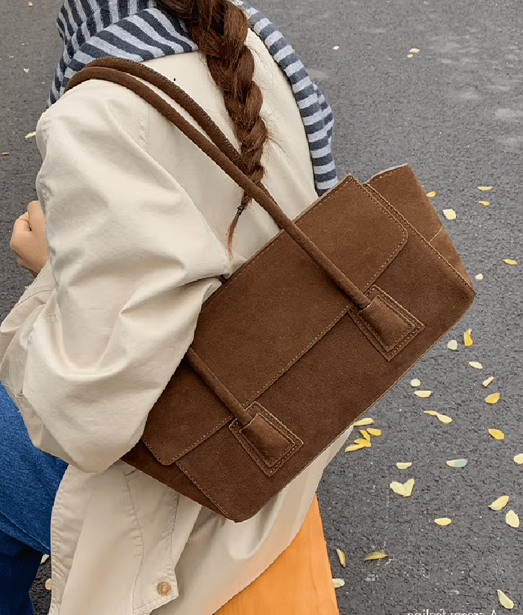Nicole Vintage-Inspired Faux Suede Underarm Shoulder Bag with Flap – view 2