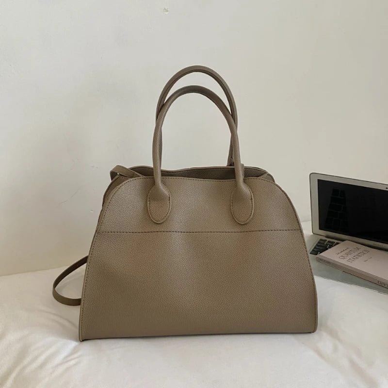 Rose Structured Large Capacity Underarm Tote Bag – Brown – view 1