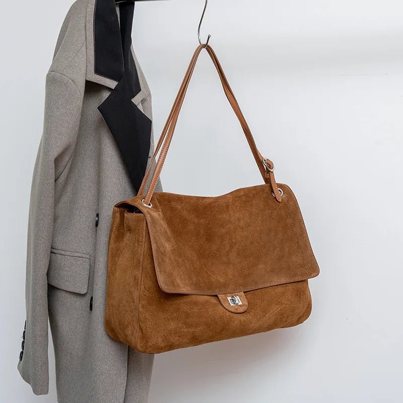 Ruth Matte Faux Suede Crossbody Tote with Front Flap Pocket – view 4