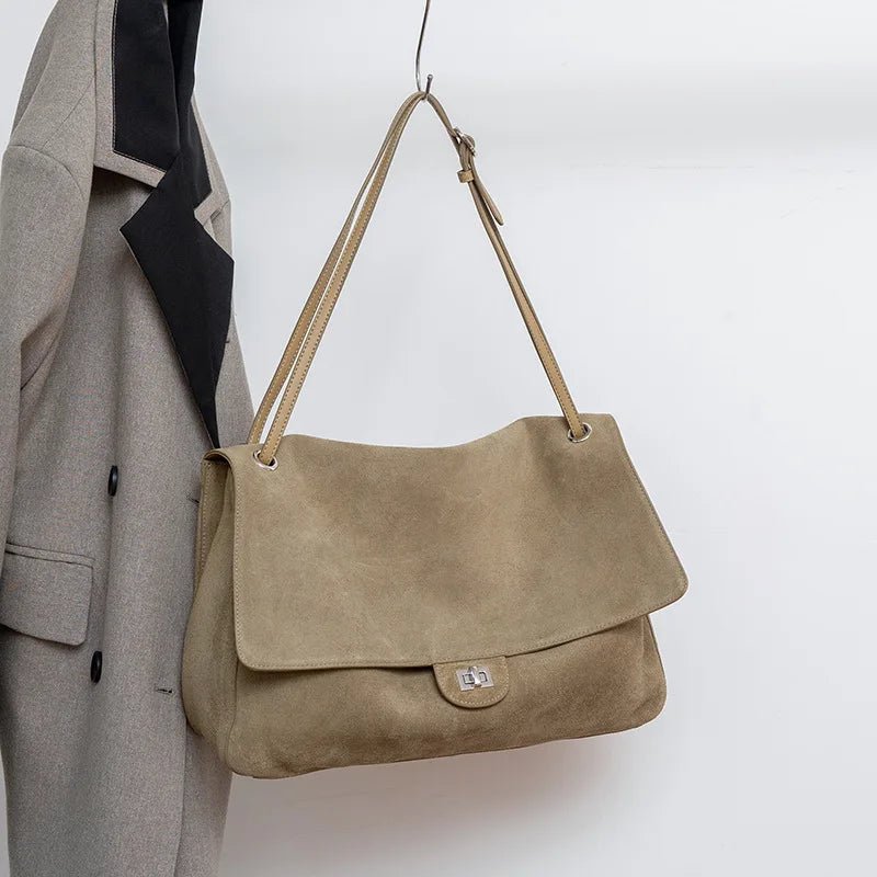 Ruth Matte Faux Suede Crossbody Tote with Front Flap Pocket – view 7