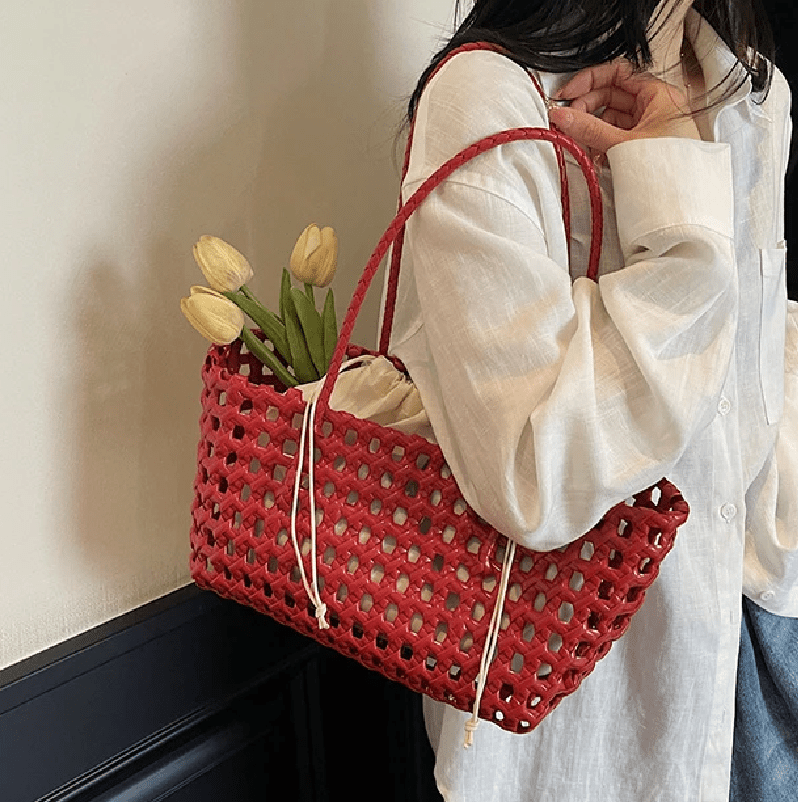 Claudia Cut-Out Vegan Leather Shoulder Tote Bag with Zip