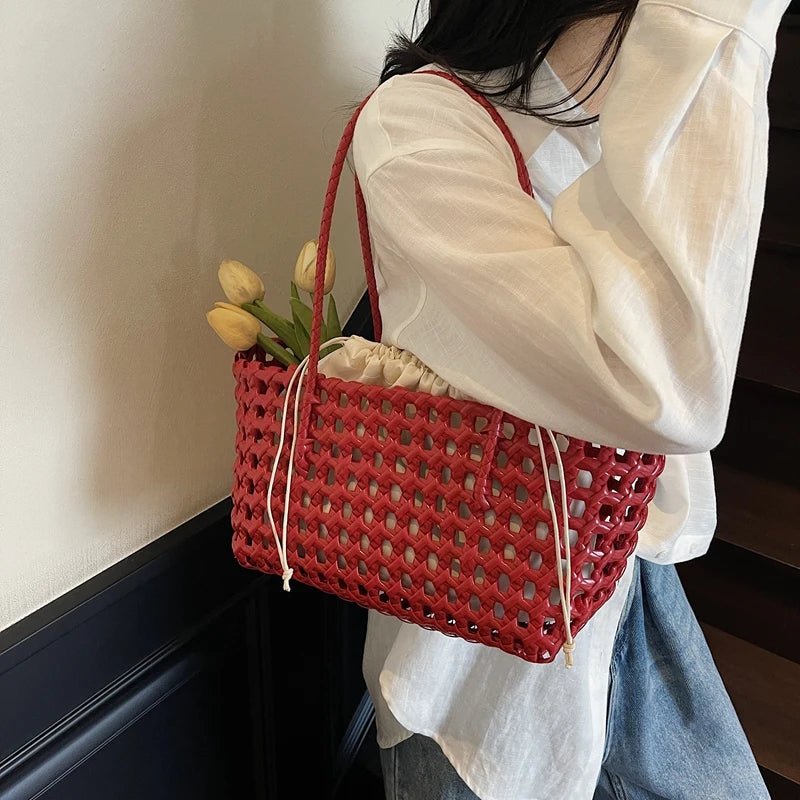 Claudia Cut-Out Vegan Leather Shoulder Tote Bag with Zip