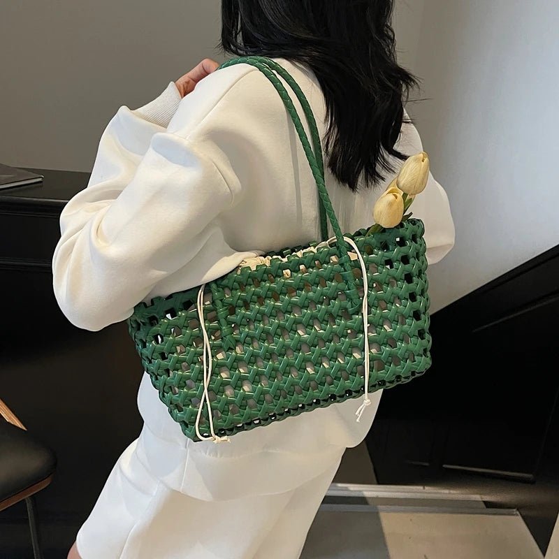 Claudia Cut-Out Vegan Leather Shoulder Tote Bag with Zip
