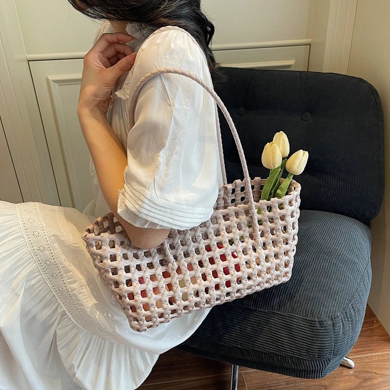 Claudia Cut-Out Vegan Leather Shoulder Tote Bag with Zip – Milktea – view 1