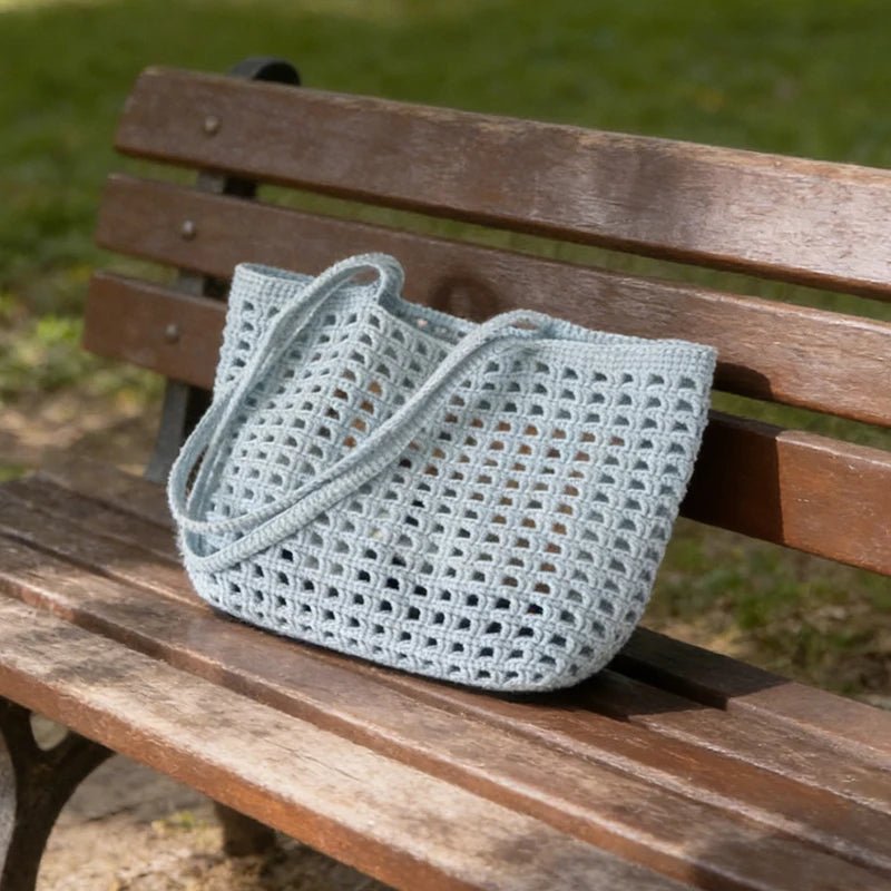 Julia DIY Hollow-Out Crochet Shoulder Bag Kit – Light Blue – view 1
