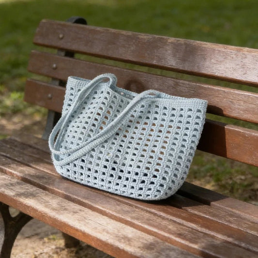 Julia DIY Hollow-Out Crochet Shoulder Bag Kit – Light Blue