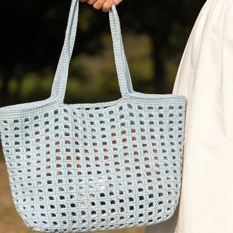 Julia DIY Hollow-Out Crochet Shoulder Bag Kit – Light Blue – view 3