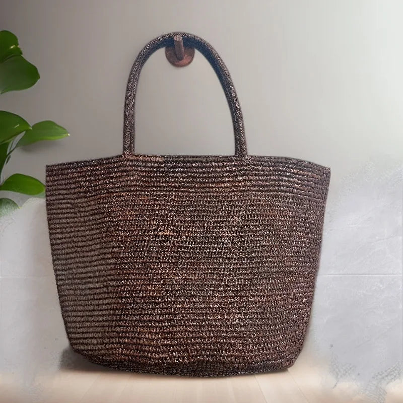 Sophia Handwoven Rattan Straw Open Top Tote Bag – view 20
