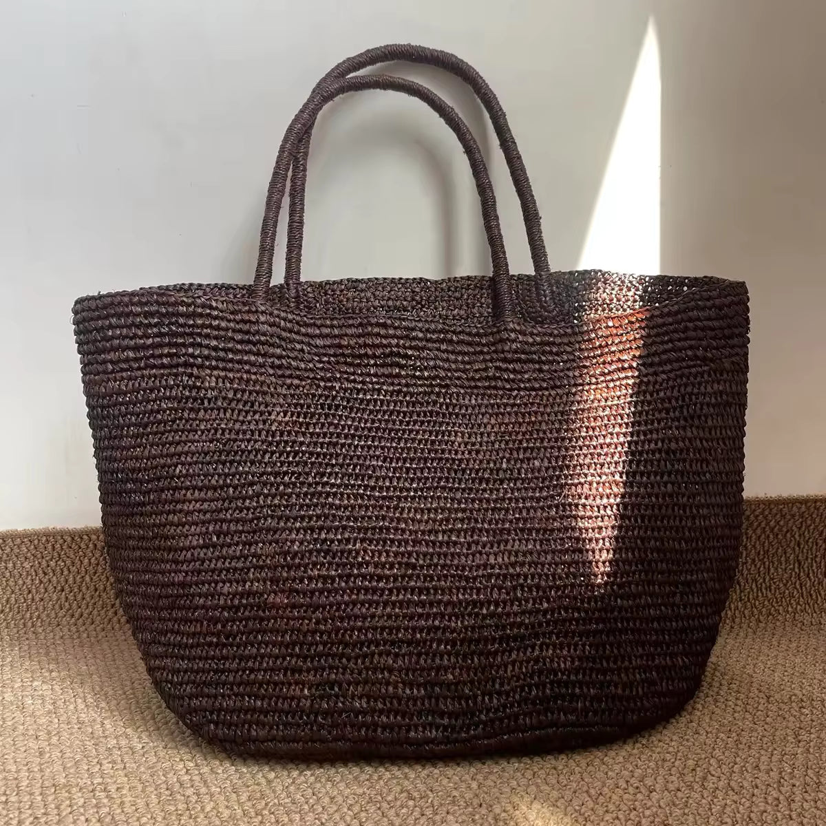 Sophia Handwoven Rattan Straw Open Top Tote Bag – view 19