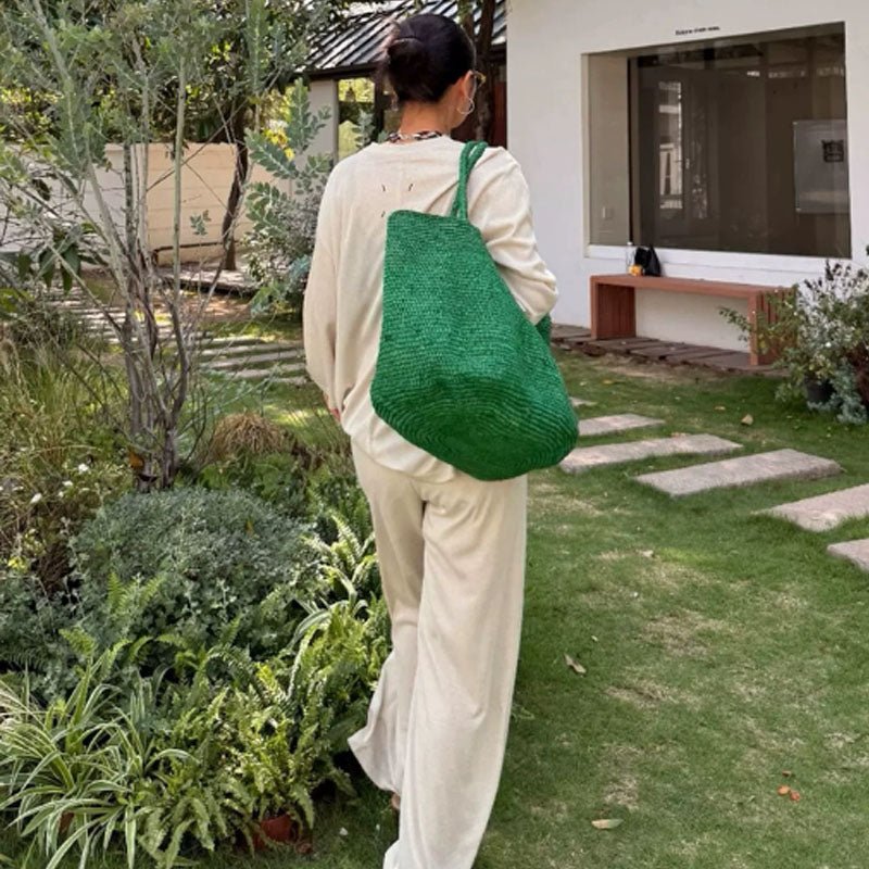 Sophia Handwoven Rattan Straw Open Top Tote Bag – view 4