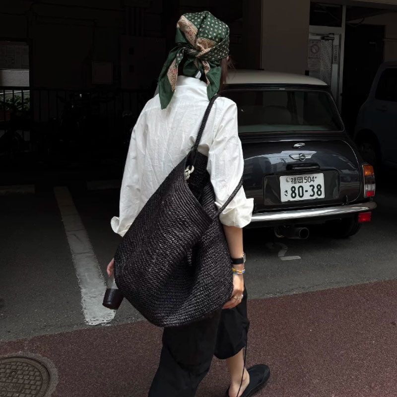 Sophia Handwoven Rattan Straw Open Top Tote Bag – view 6