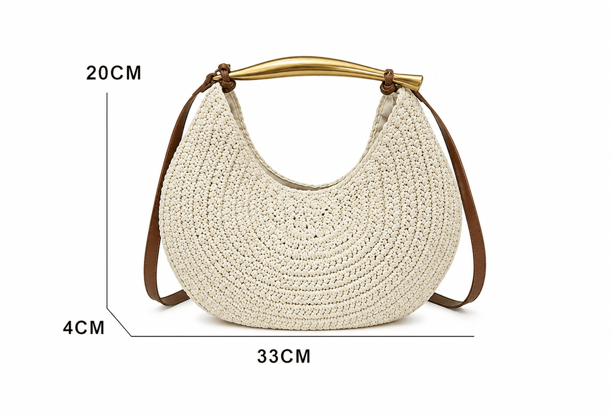 Sophia Woven Straw Underarm Bag with Sequined Handle and Chain – view 5