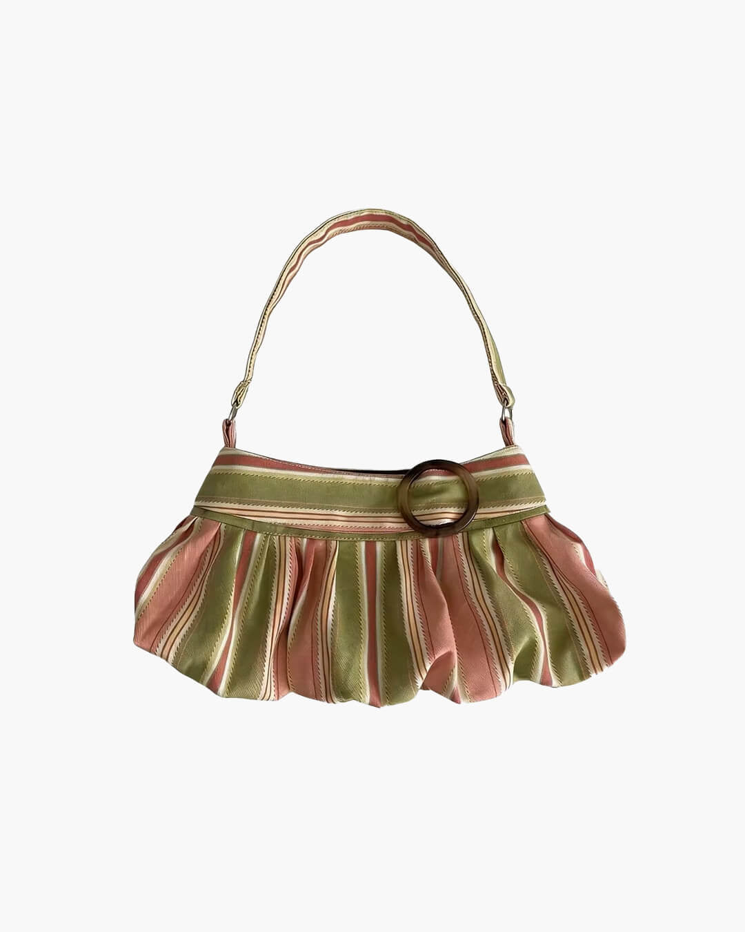 Sophia Vertical Stripe Underarm Shoulder Bag – Pink and Sage Green – view 7