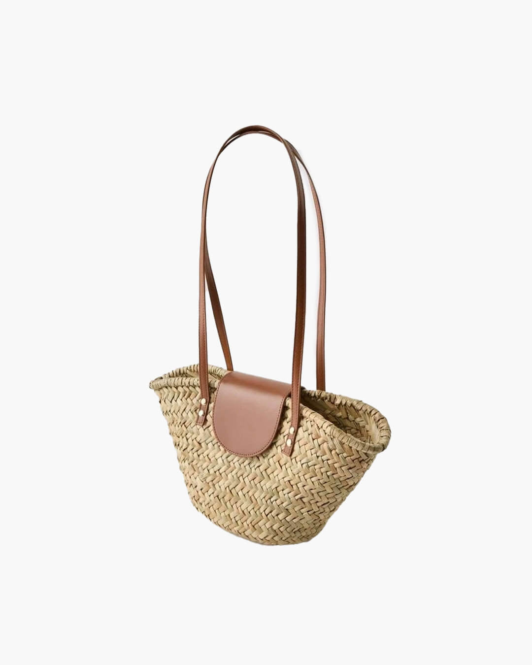 Aisea Woven Rattan-Style Straw Shoulder Bag with Magnetic Snap – Beige – view 13