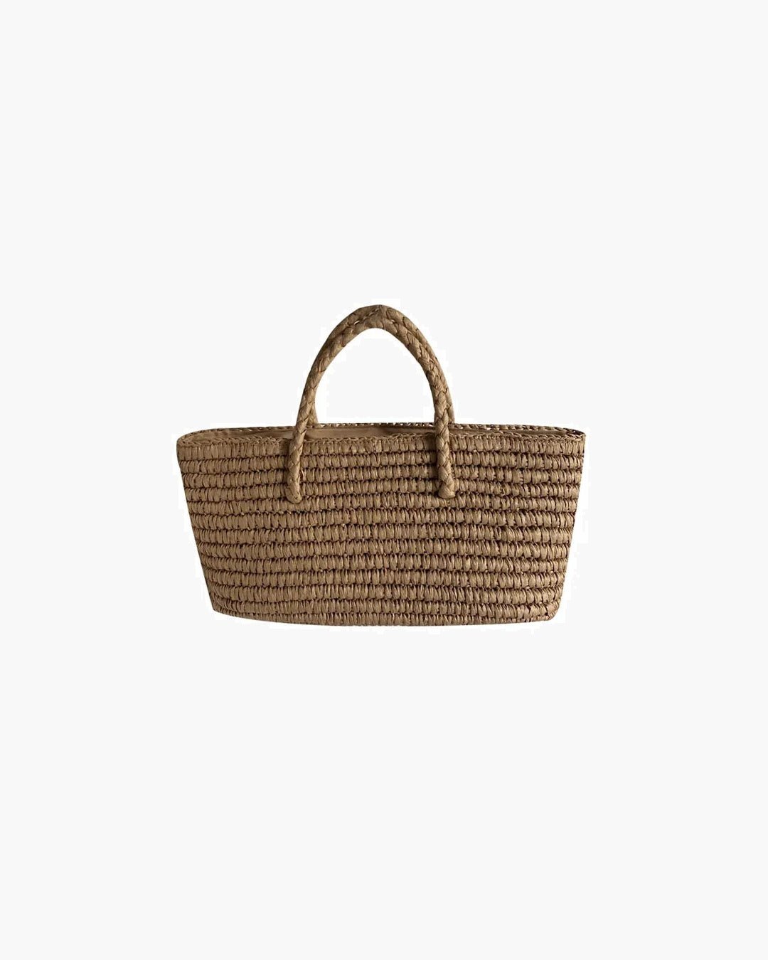 Olivia Hand-Woven Straw Drawstring Tote Bag – Brown – view 2