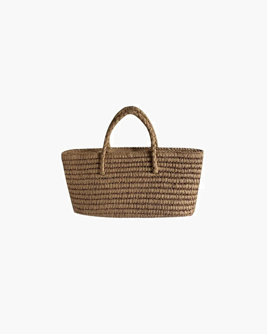 Olivia Hand-Woven Straw Drawstring Tote Bag – Brown