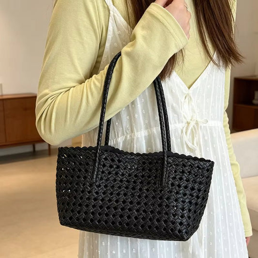 Sophia Lightweight Woven Hollow-Out PU Shoulder Bag