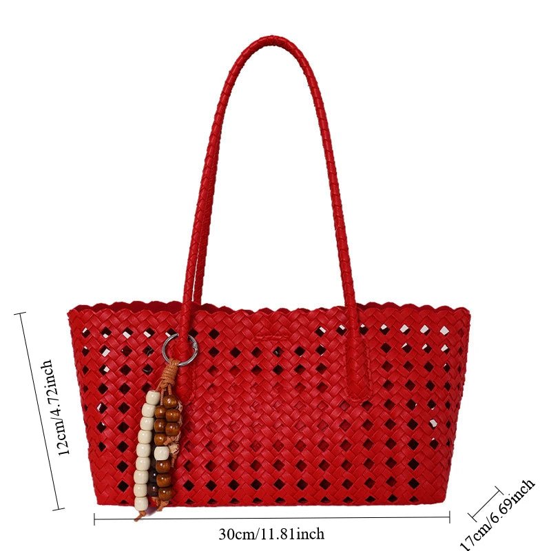 Sophia Lightweight Woven Hollow-Out PU Shoulder Bag – view 15